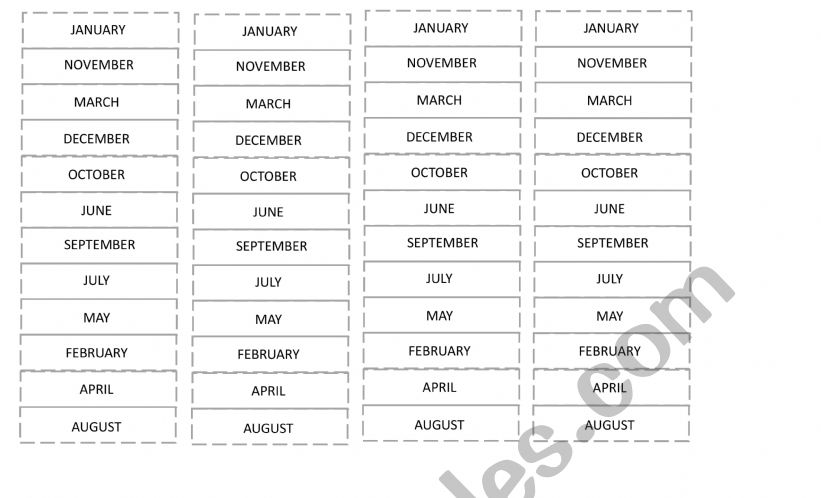 months worksheet