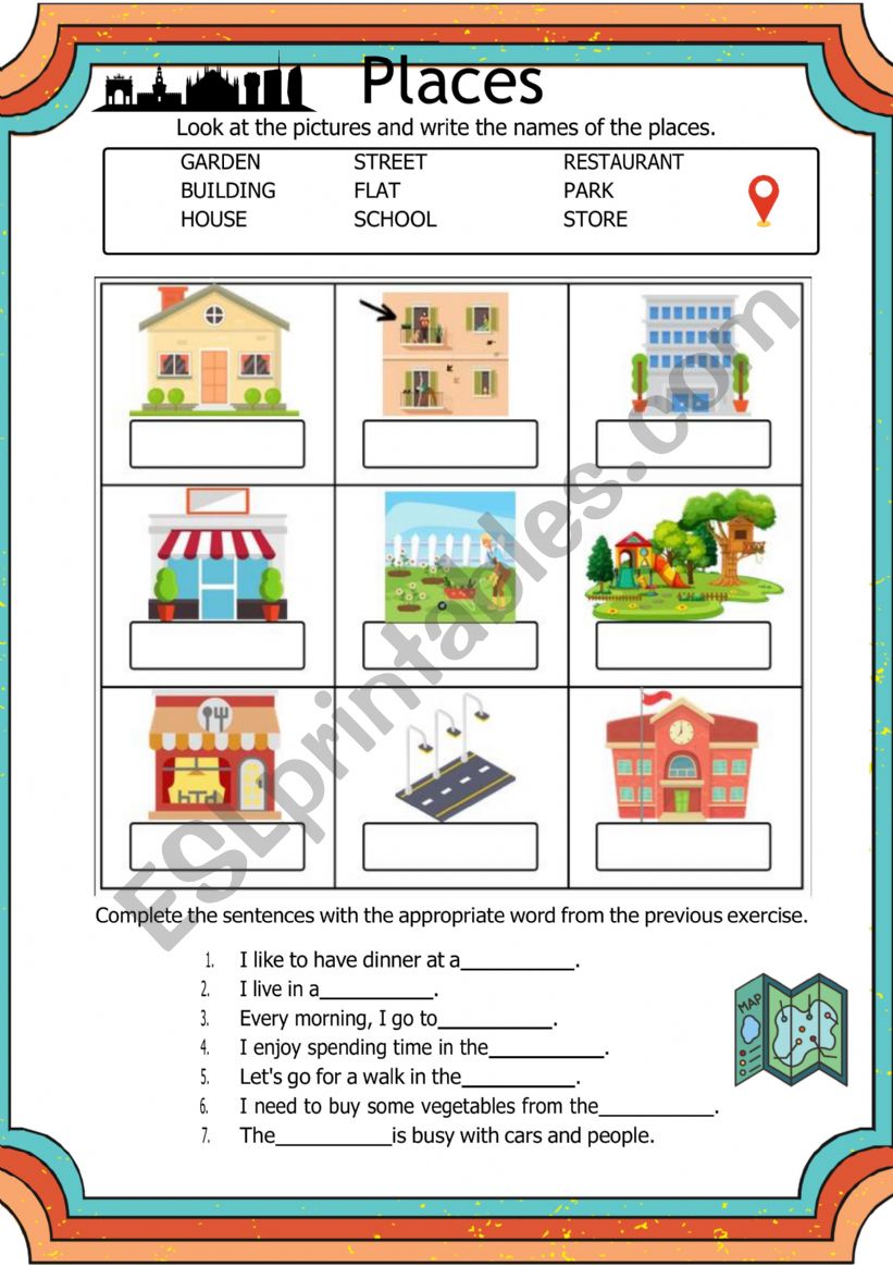 Places around the city worksheet