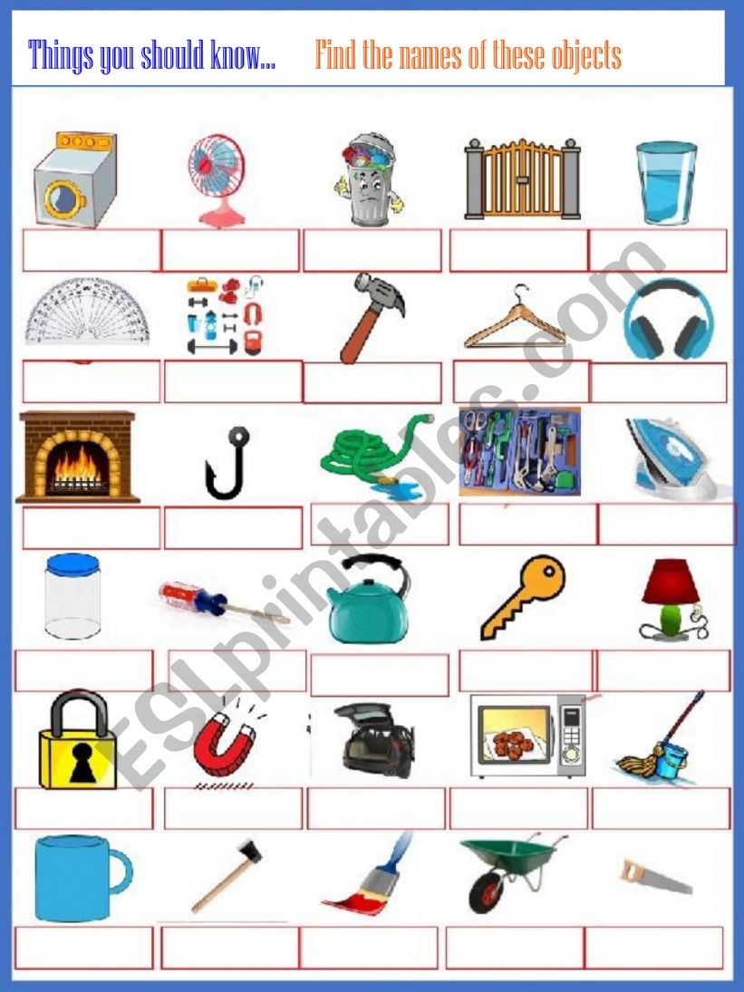 Household vocabulary  worksheet