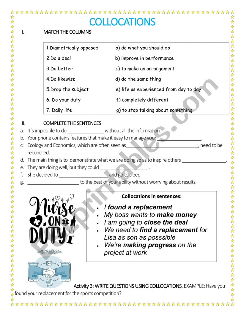 COLLOCATIONS worksheet