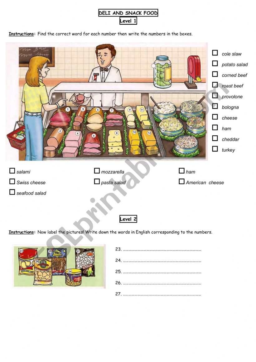 SNACK FOOD VOCAB WORKSHEET worksheet