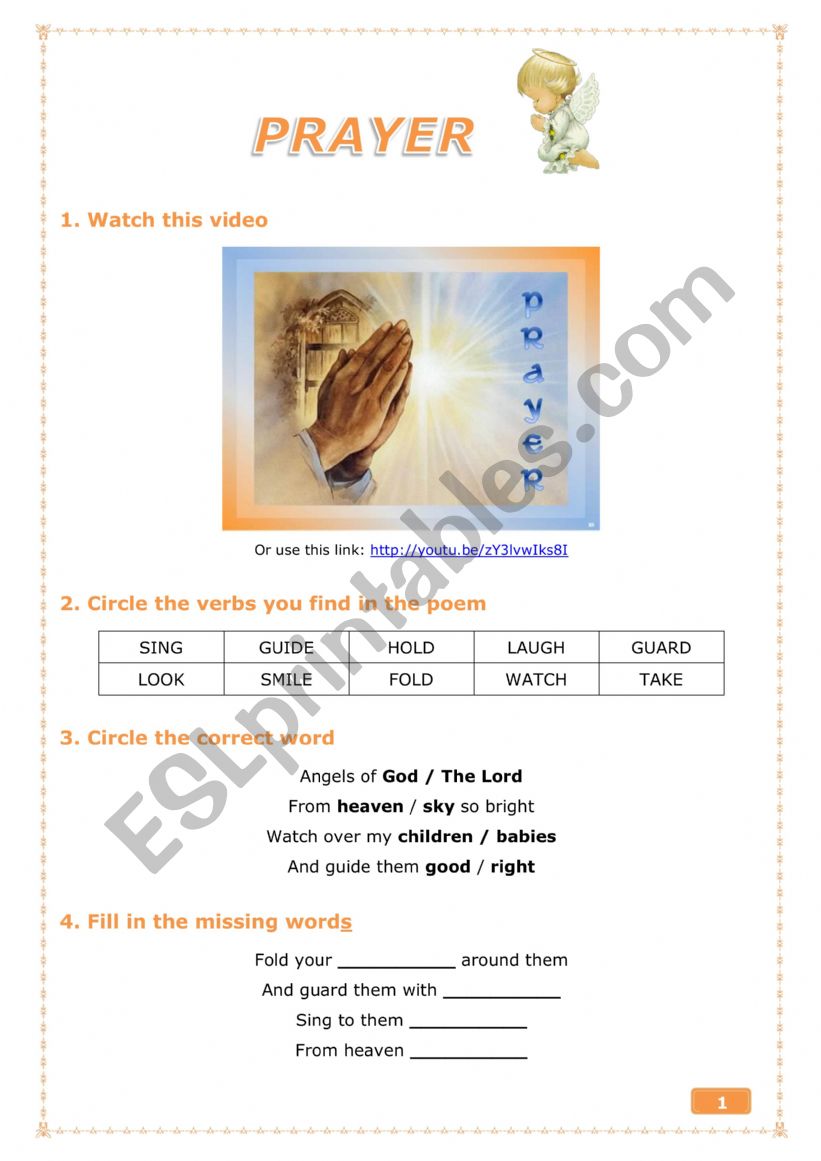 Prayer worksheet