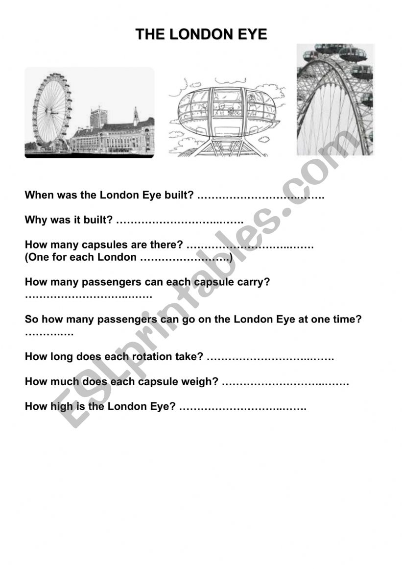 The London Eye worksheet