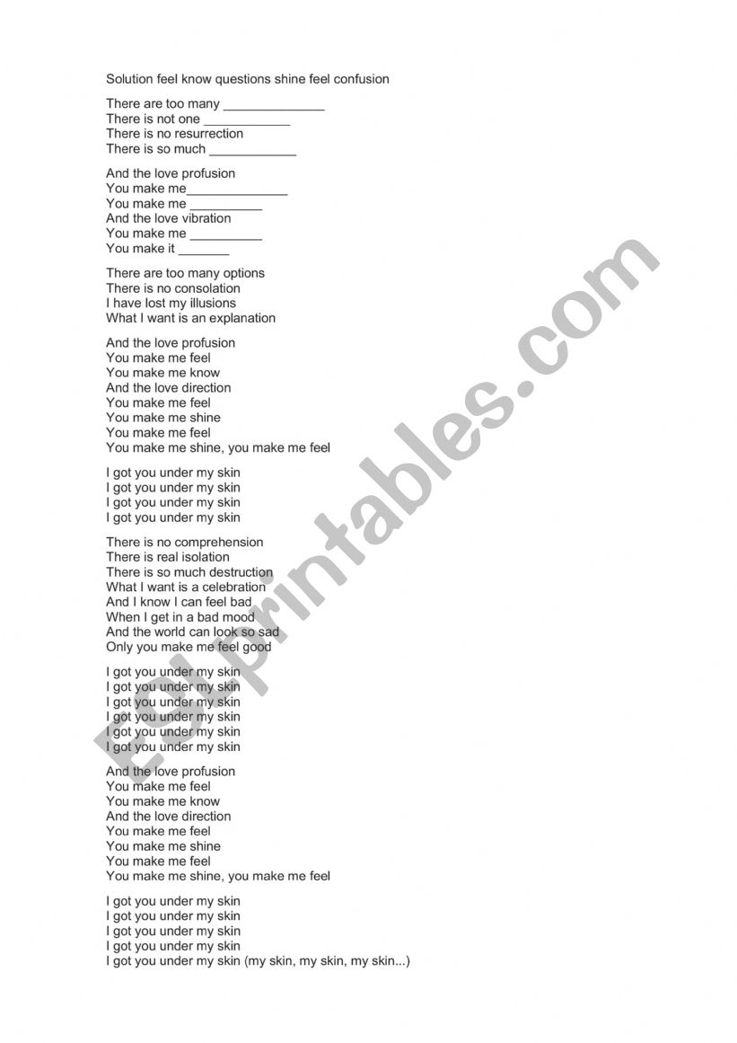 Song Madonna  worksheet