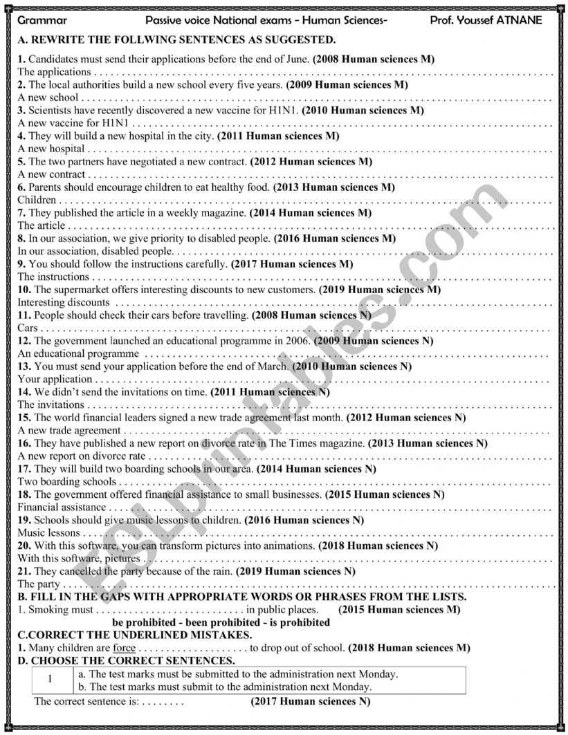 National exam Human sciences 2023