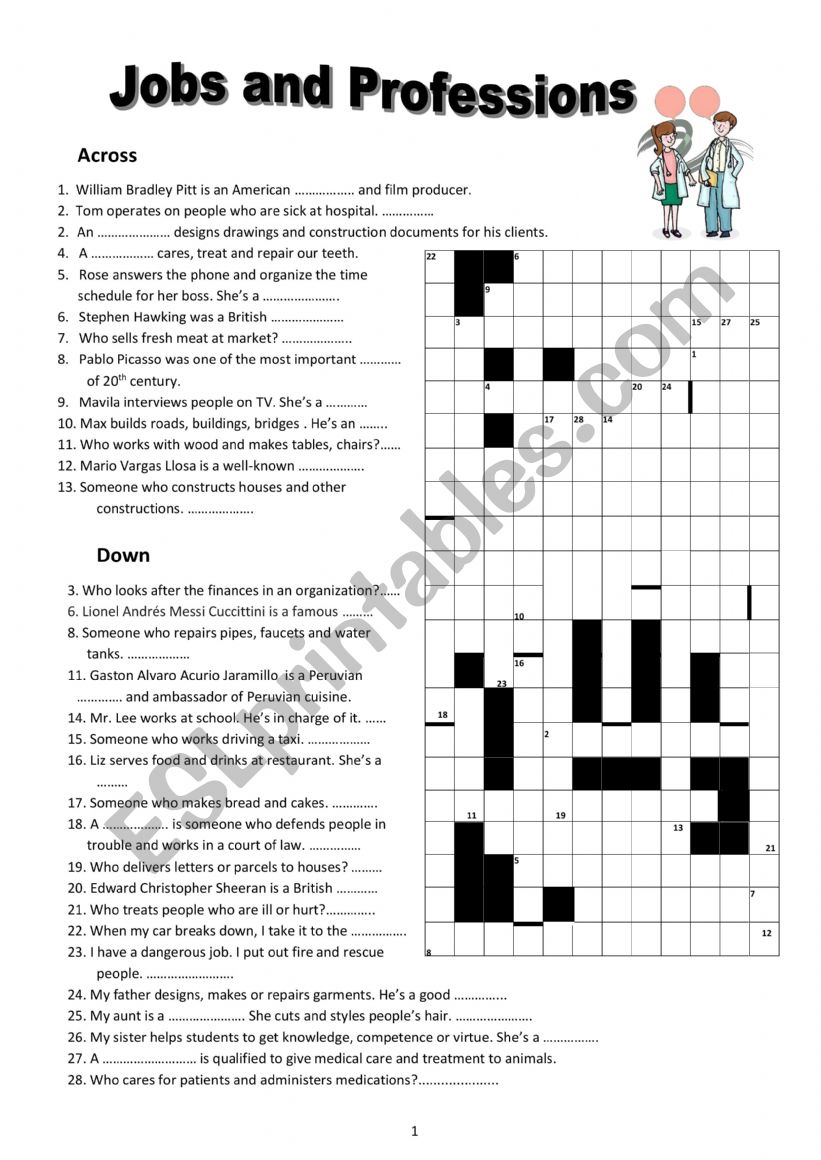 Jobs and Professions worksheet