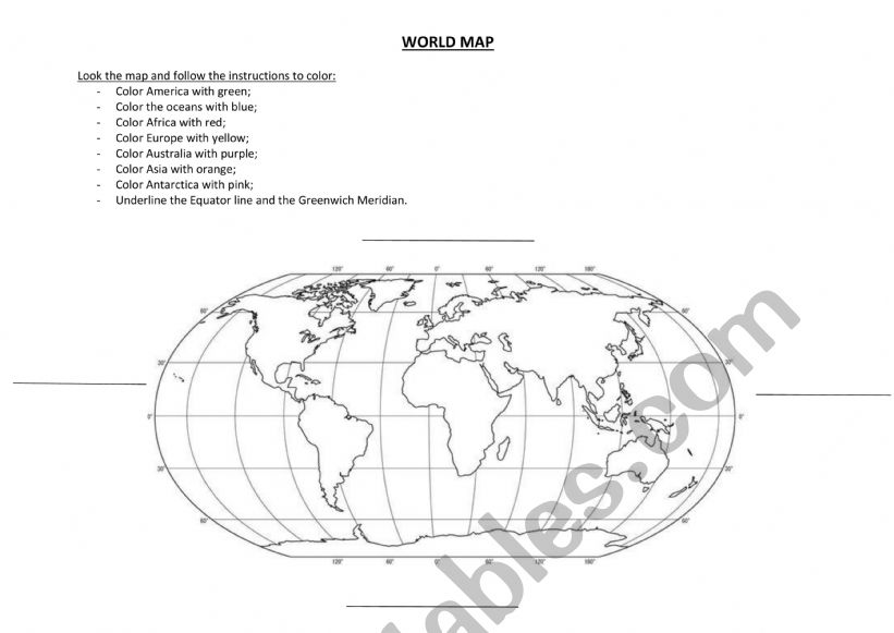 World Map worksheet