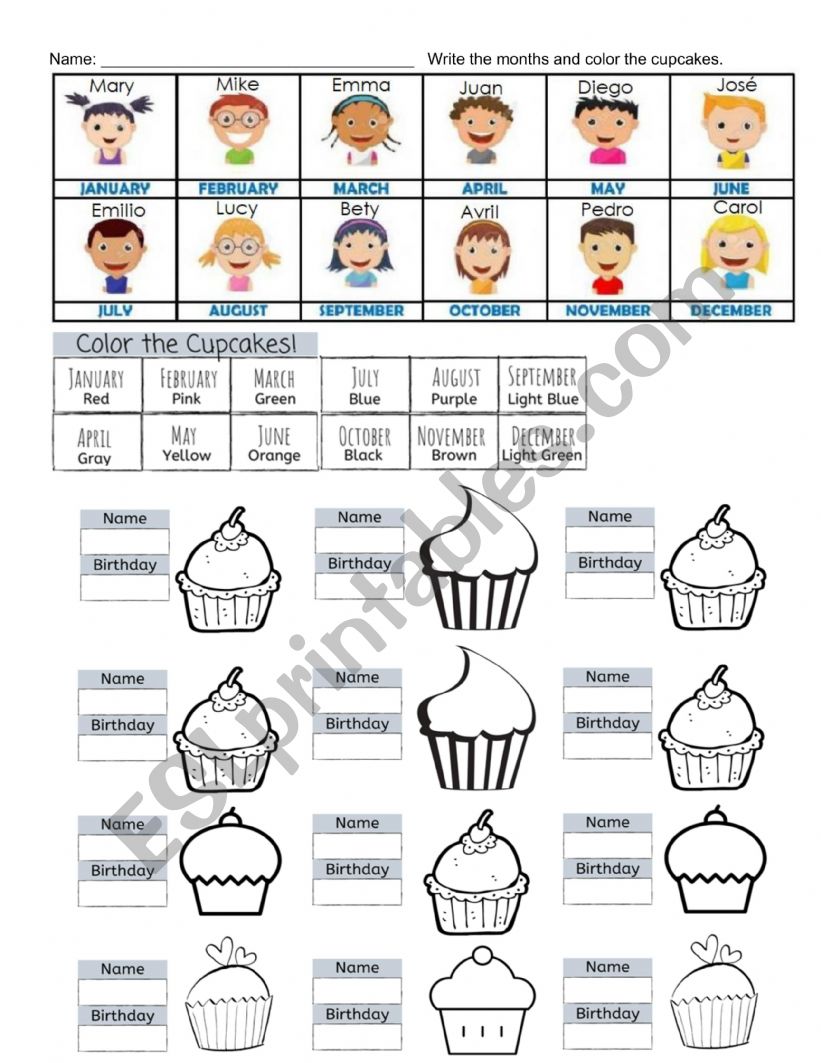 Months of the year worksheet