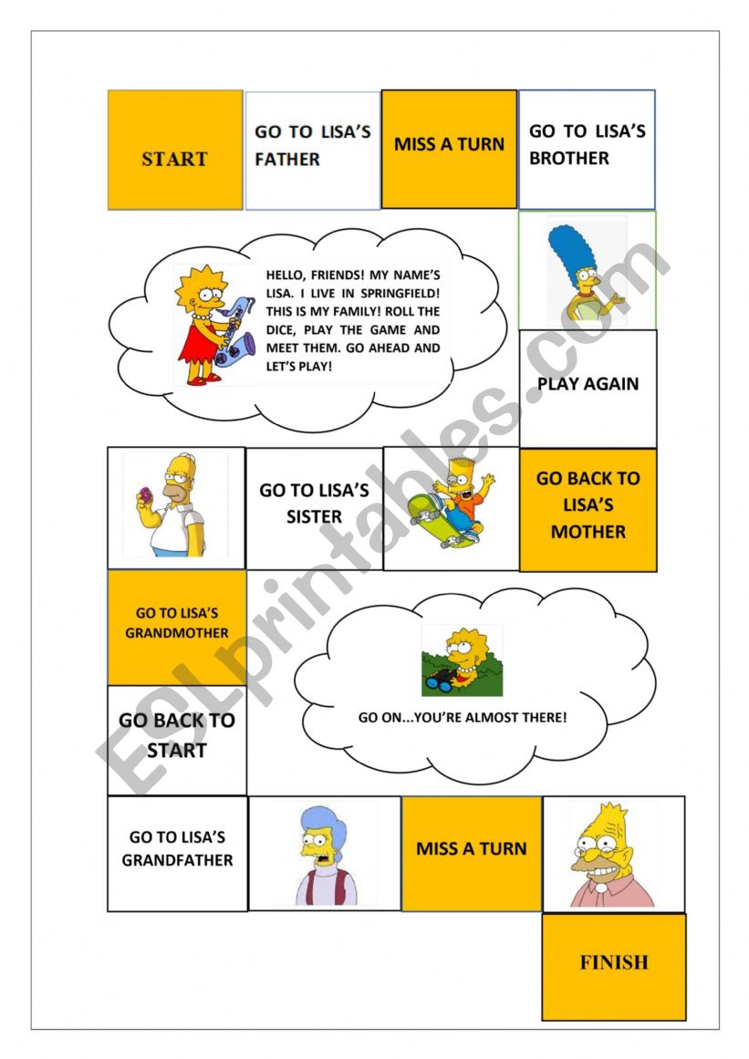 Board Game - SIMPSONS  worksheet