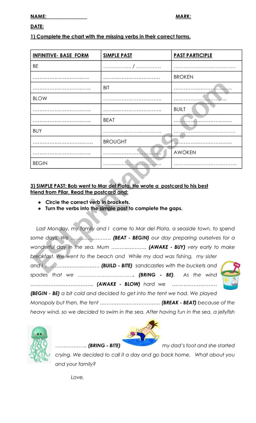 Irregular verb test and simple past