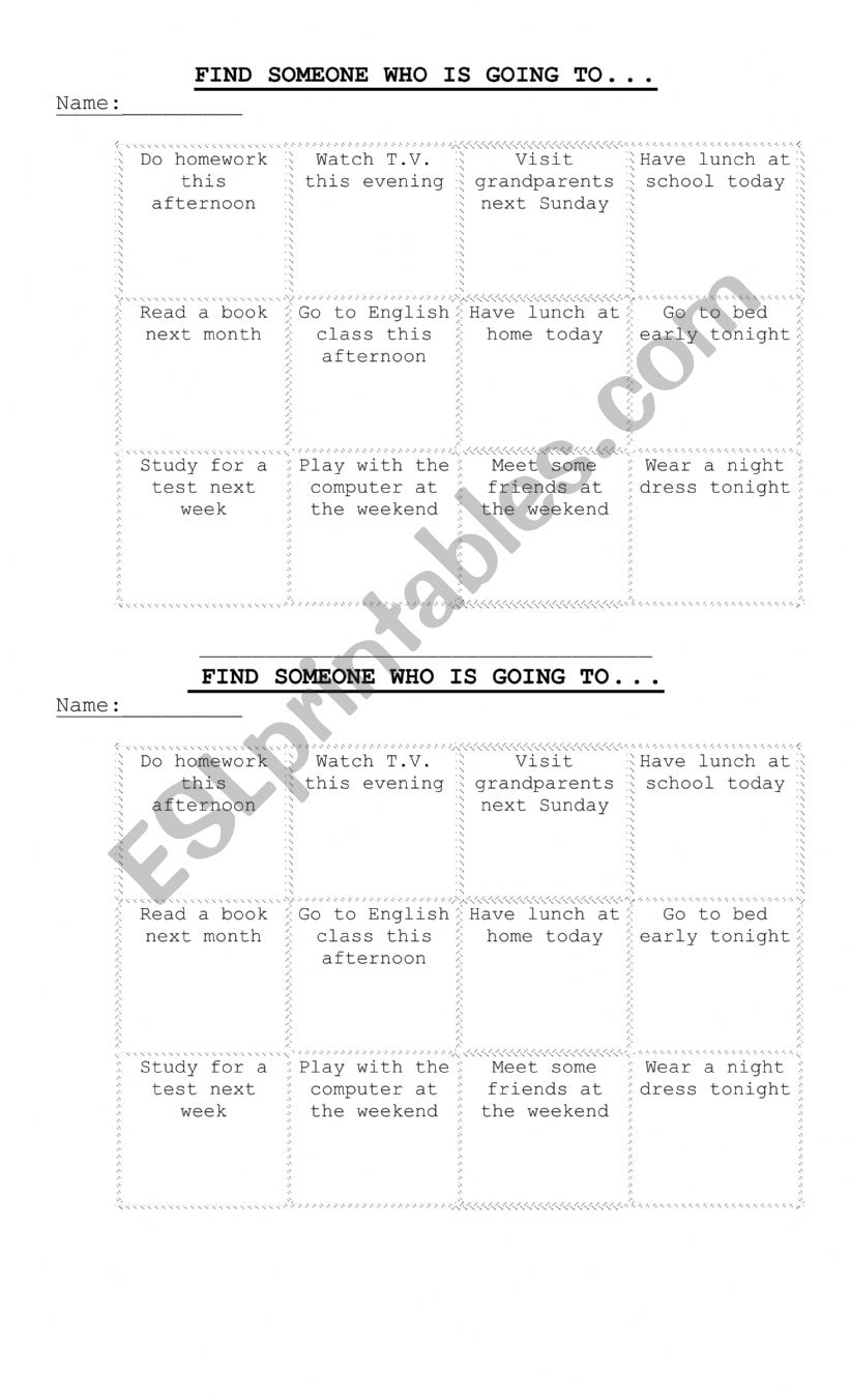 FIND SOMEONE WHO... worksheet