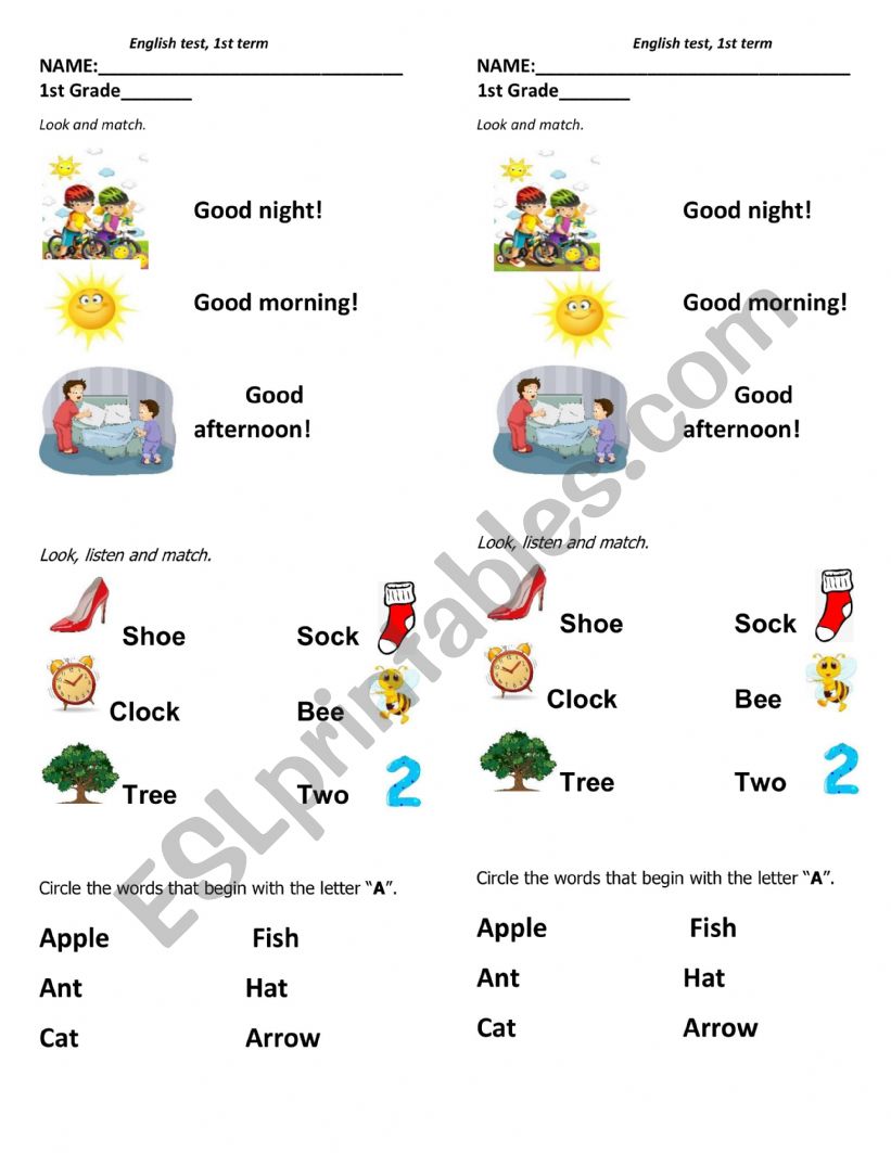 Exam worksheet