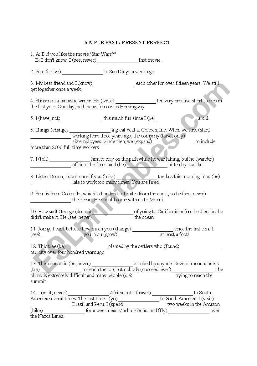 Simple Past versus Present Perfect