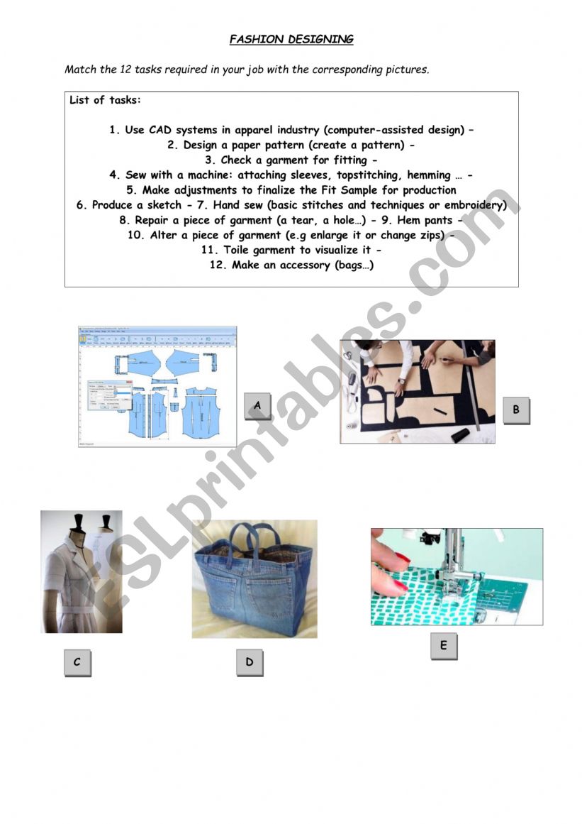 Fashion designing - Techinal tasks 