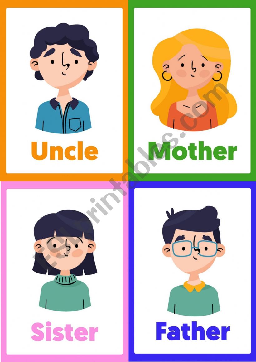 Family members bingo worksheet