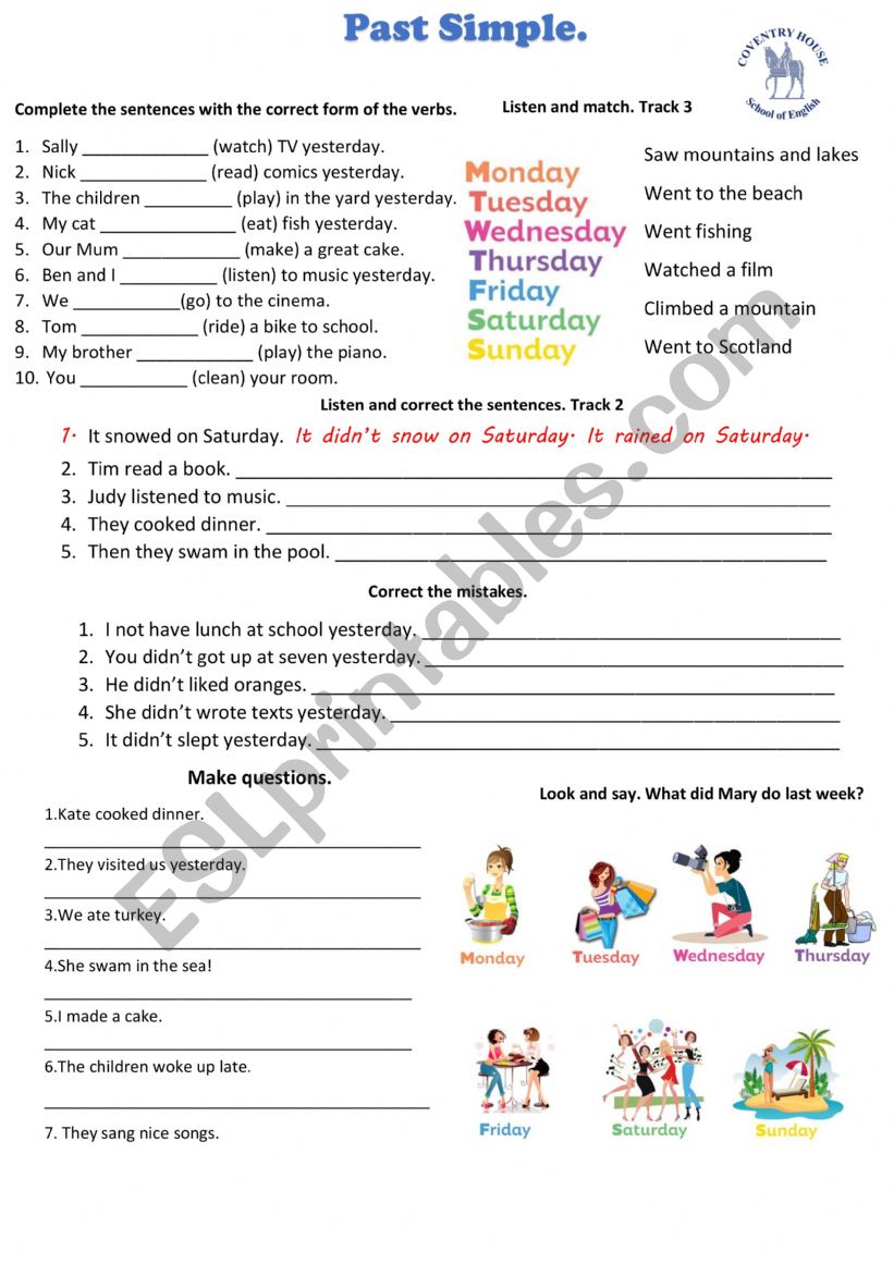 Simple past worksheet