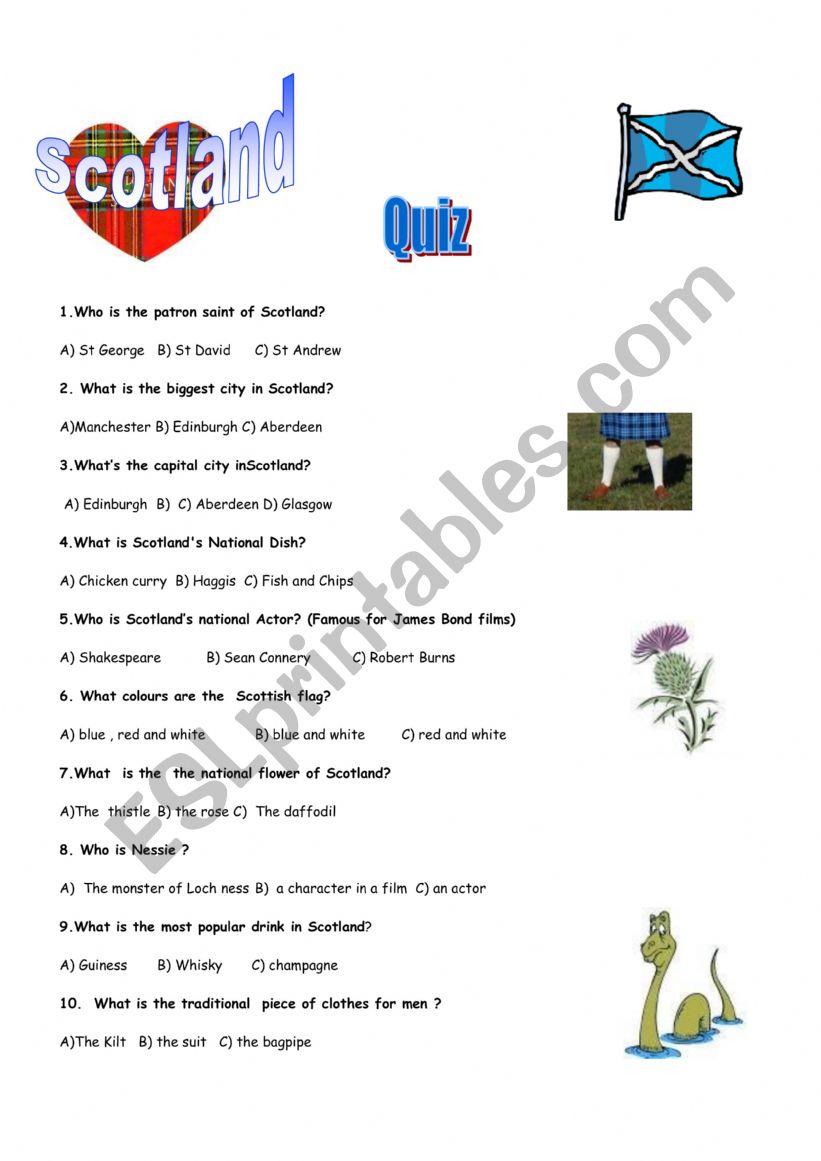 A scotland quiz  worksheet