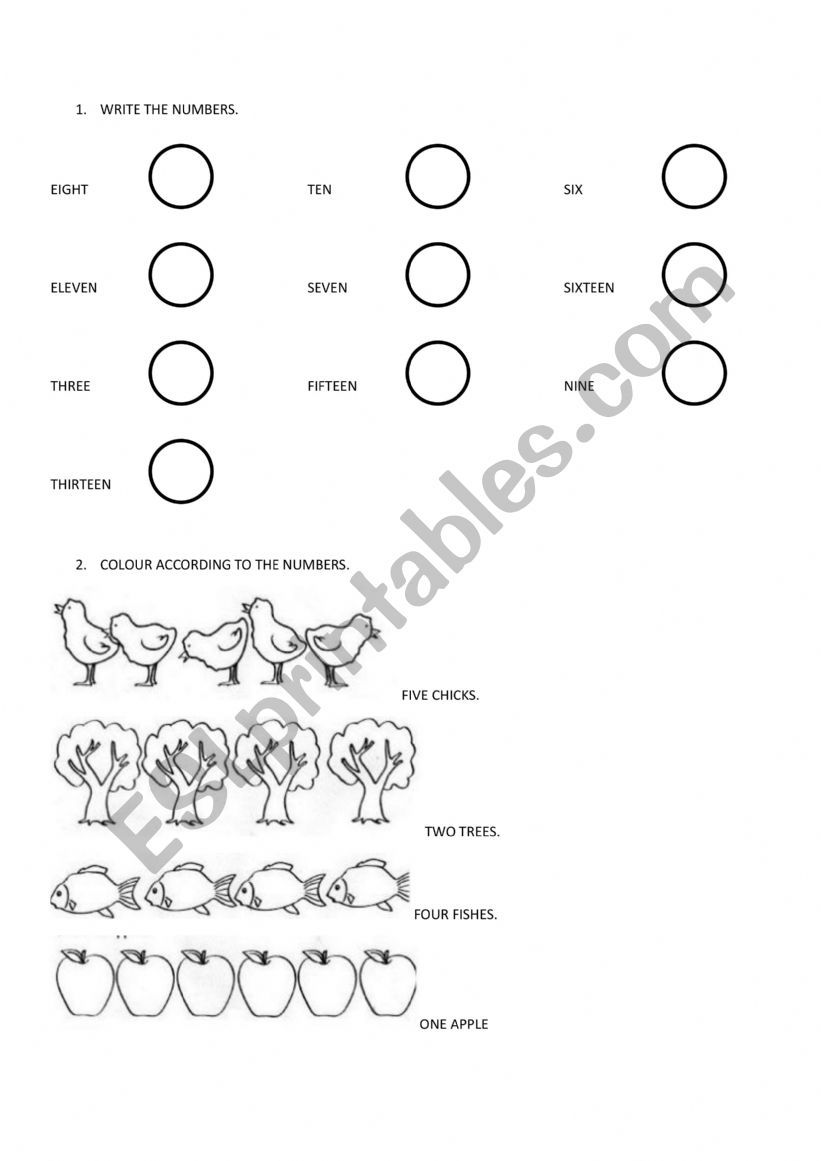 Easy numbers worksheet