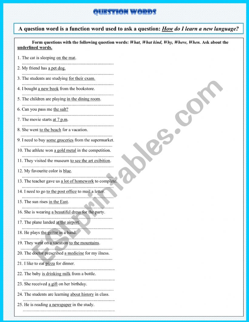 Question Words 1 worksheet