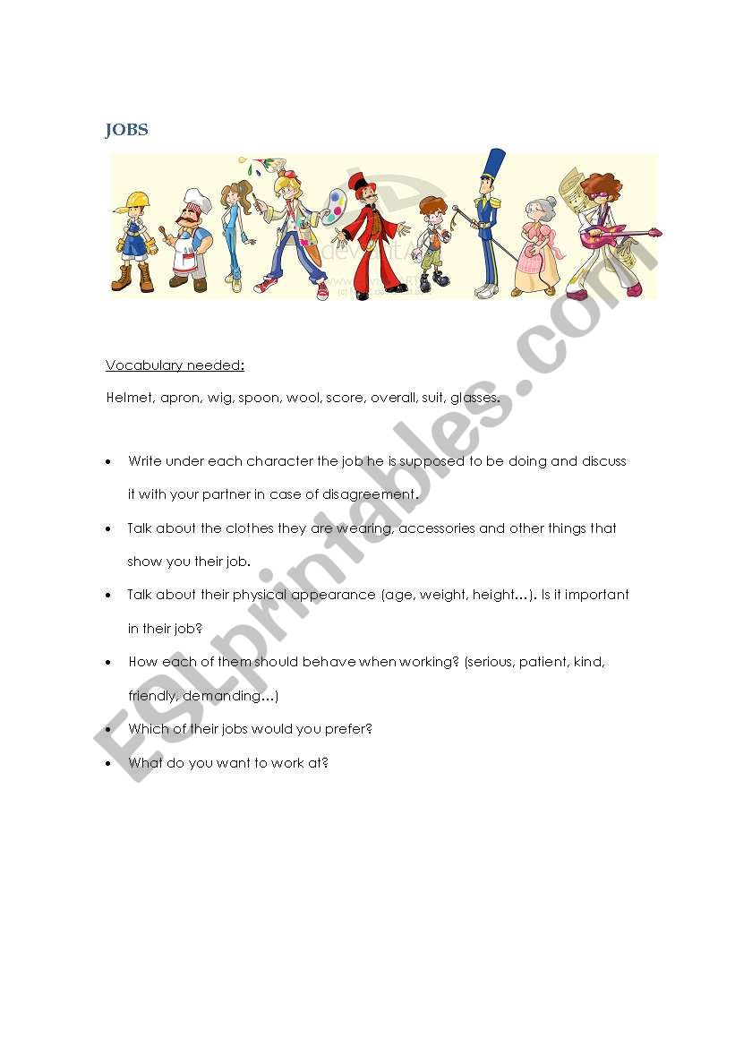 jobs worksheet