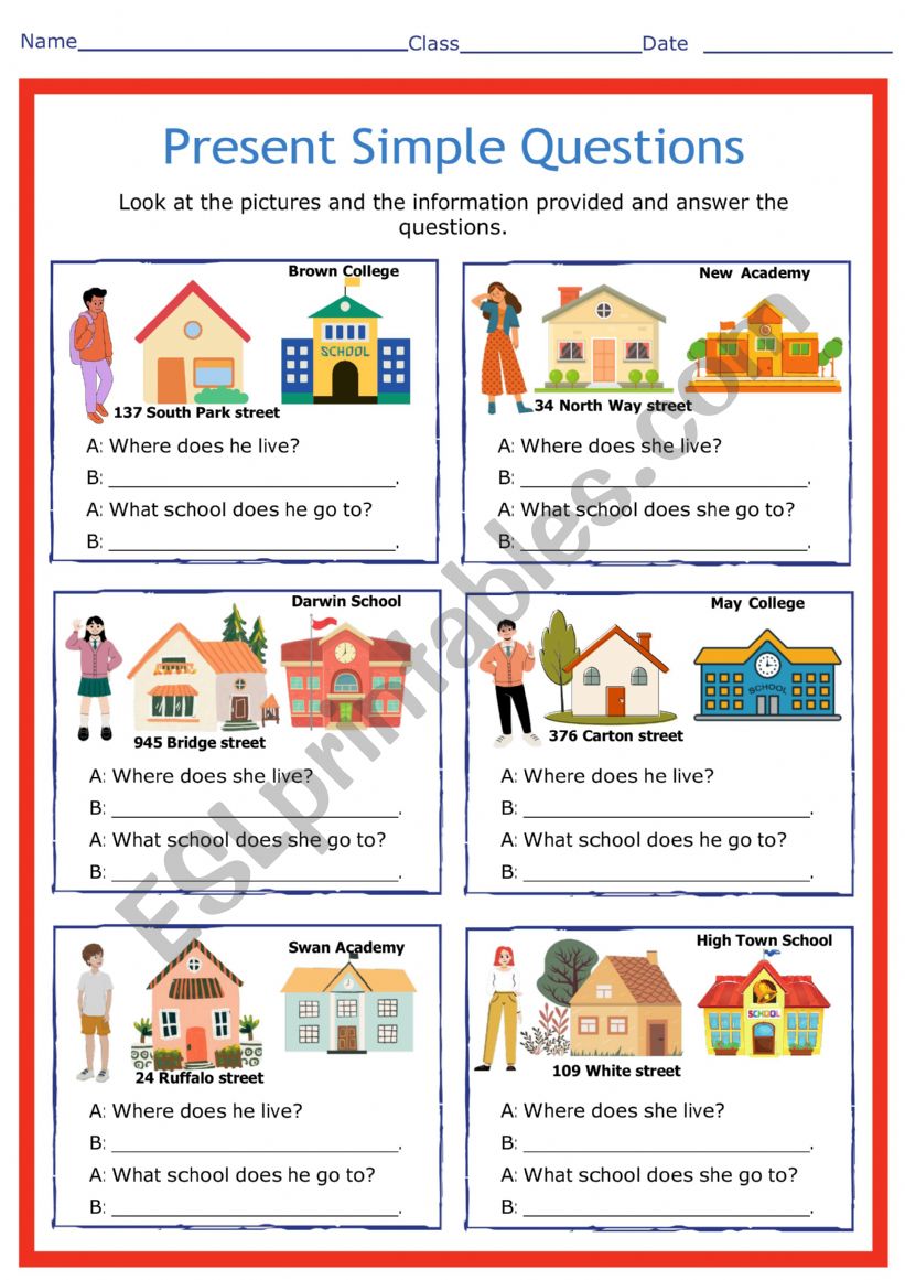 Present Simple Questions worksheet