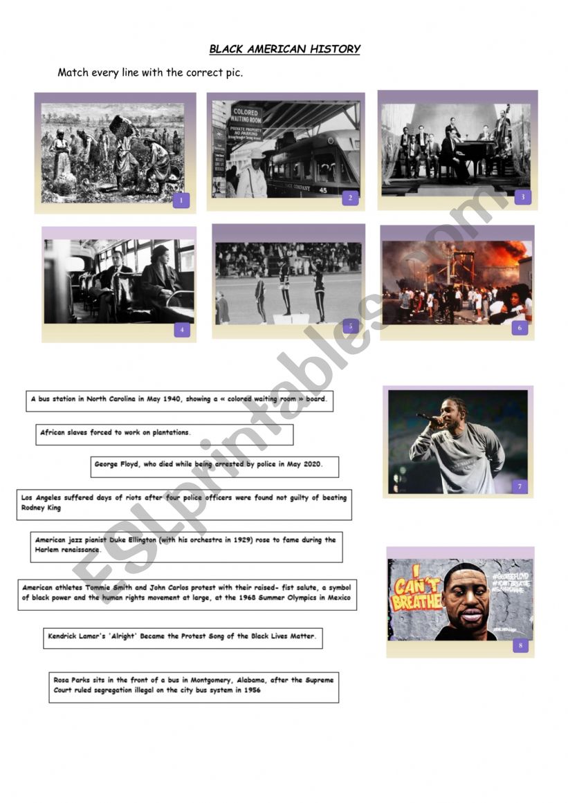 Black American History - A few key facts (pics and lines) 