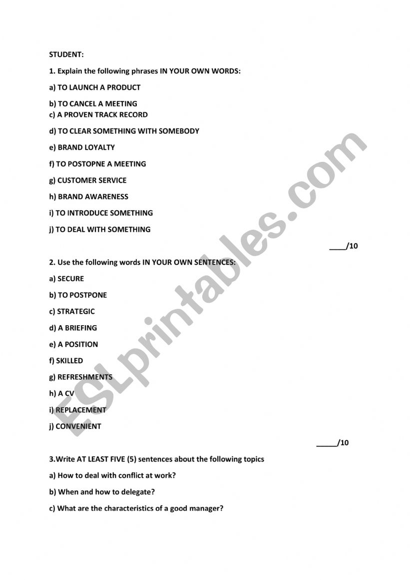 Business vocabulary 2  worksheet