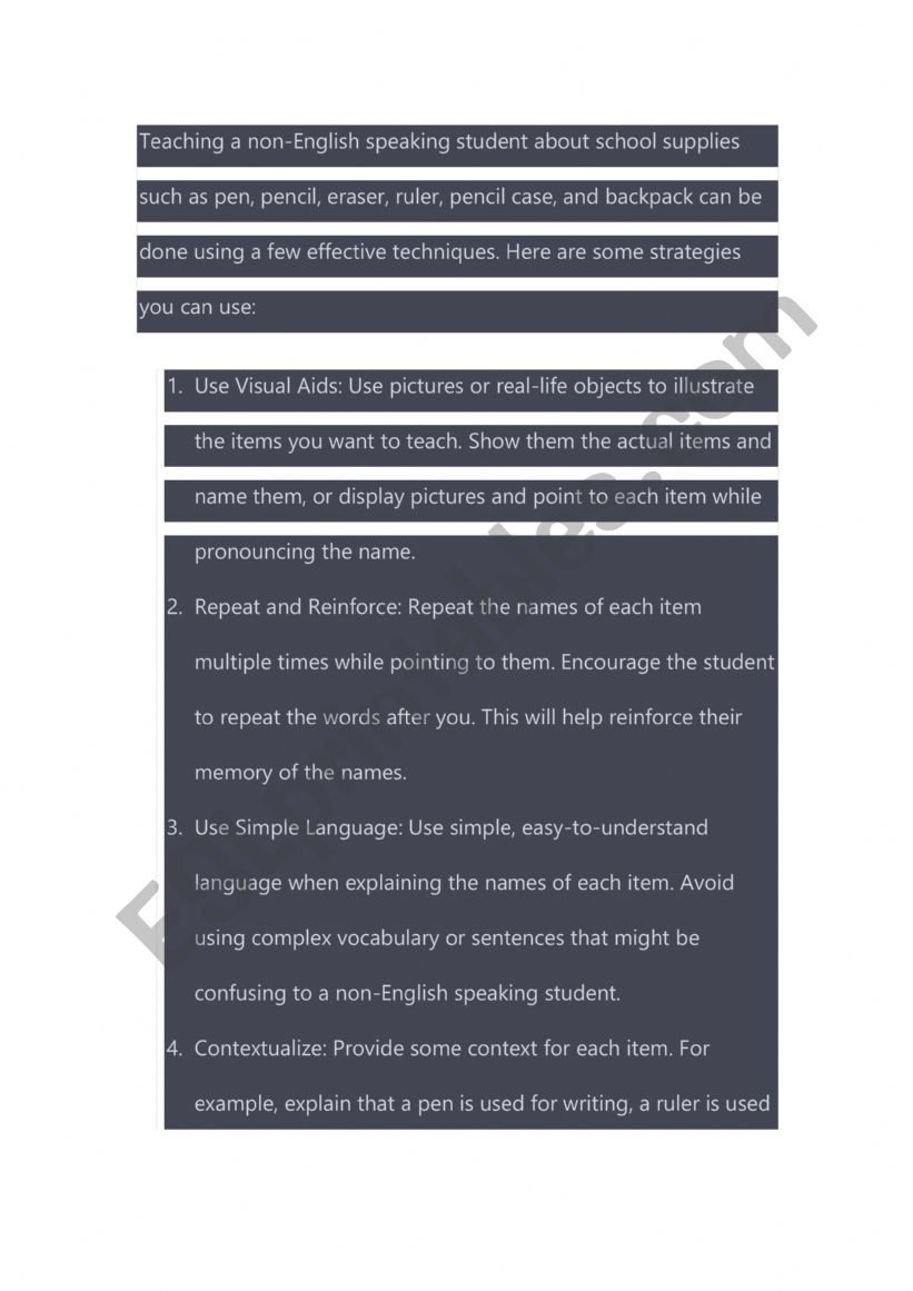 lesson plan of teaching non english student
