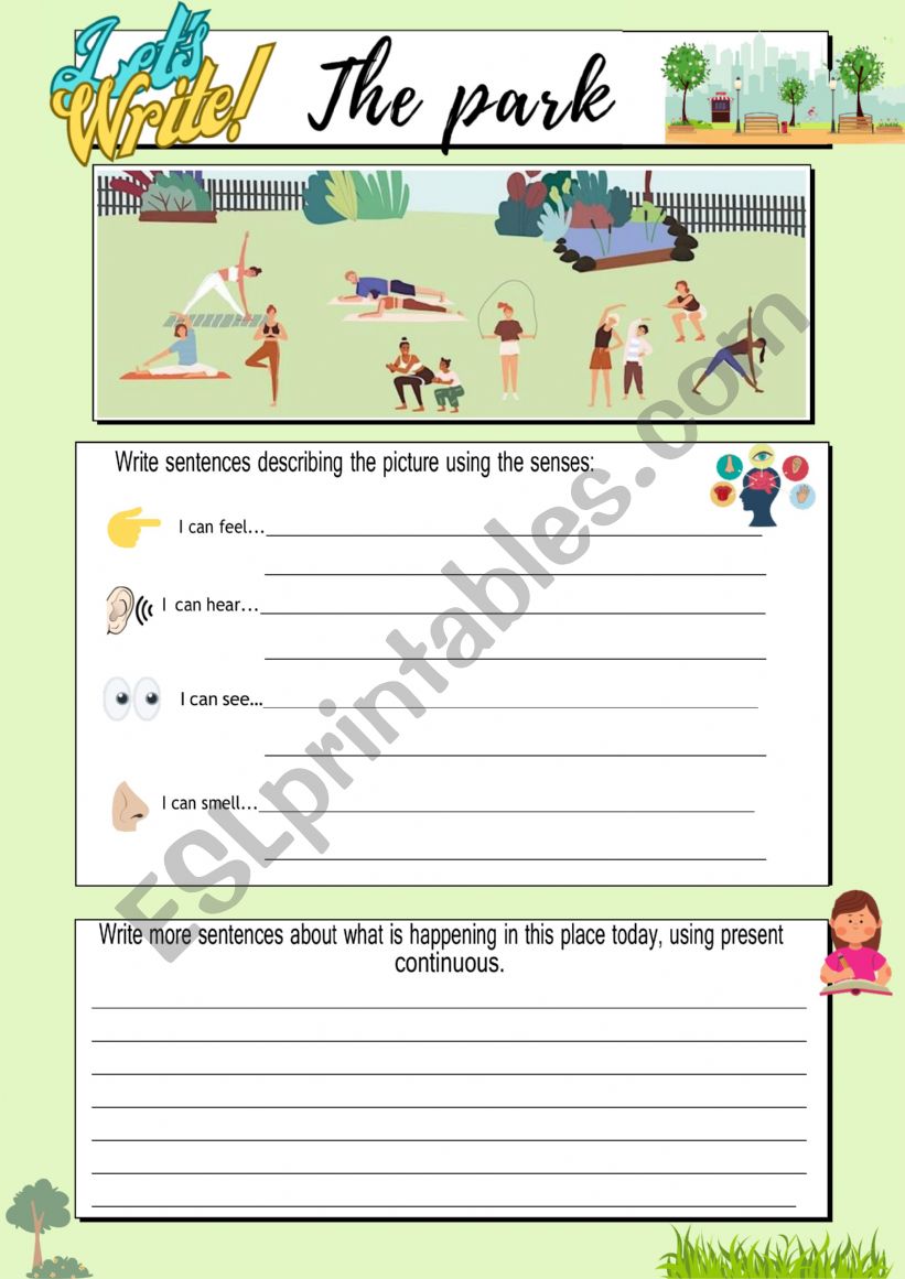 LetÃ¯Â¿Â½s write - The park worksheet