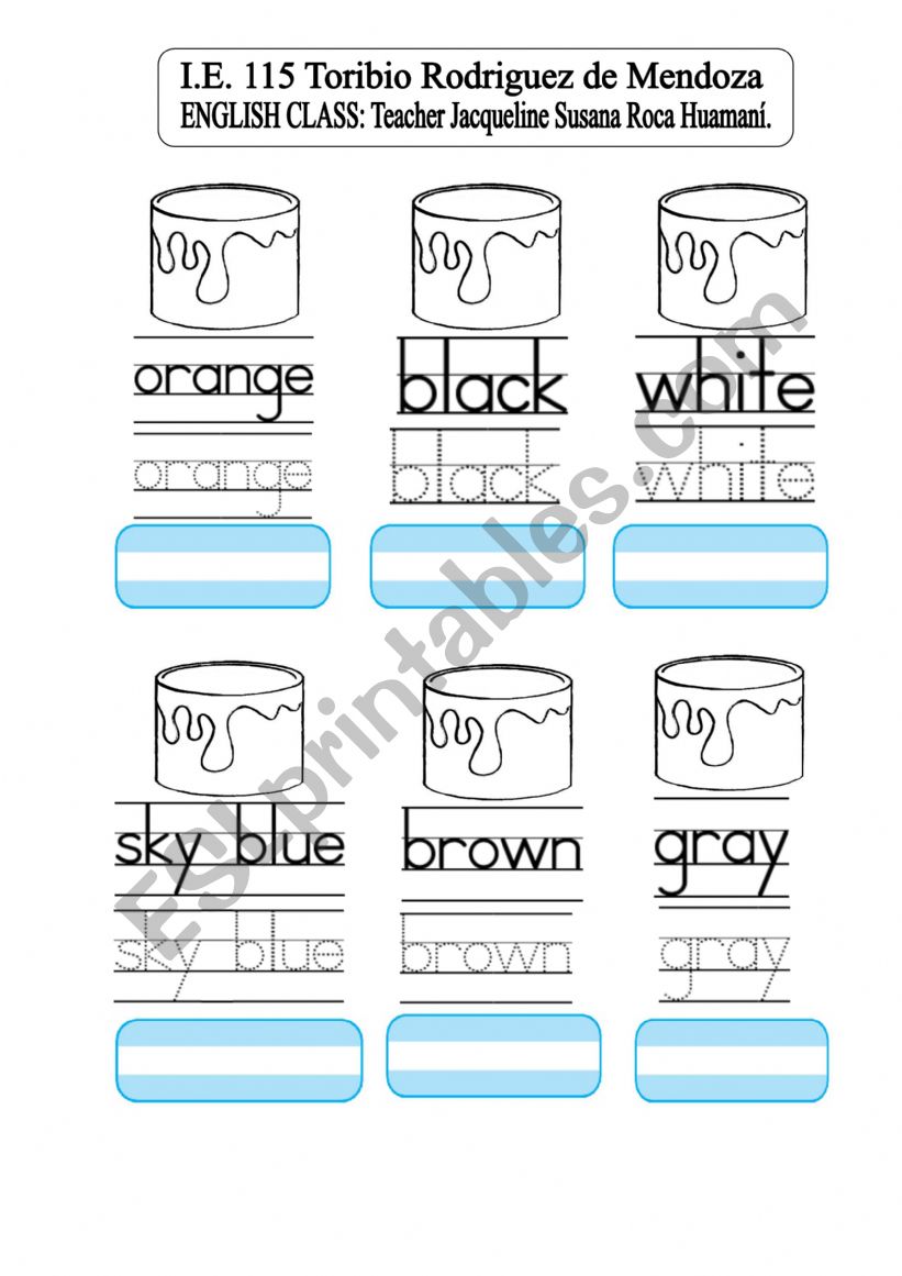 Trace the names of the colors worksheet