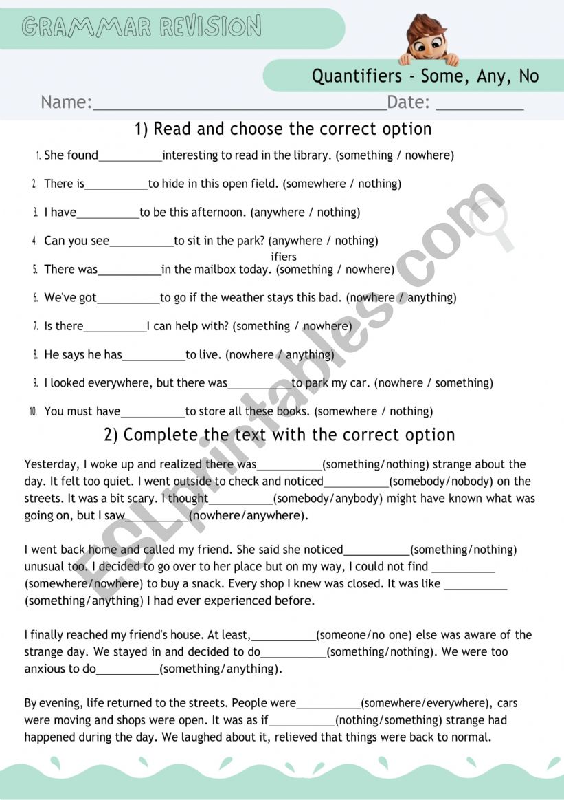 Quantifiers worksheet