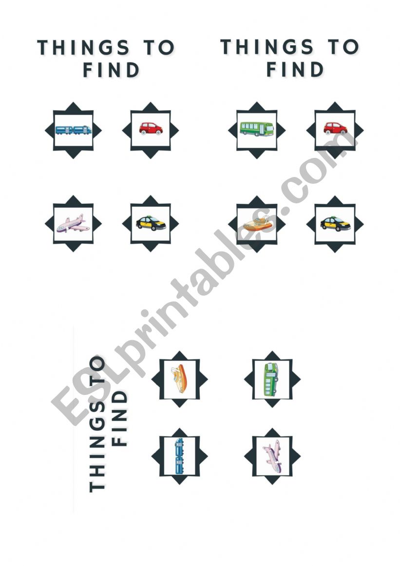 Treasure Hunt Transports worksheet