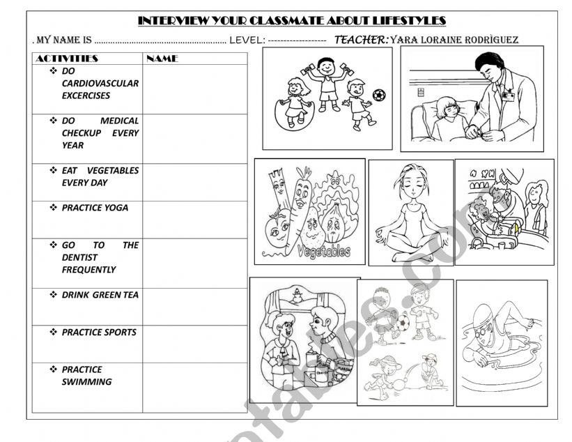 HEALTHY HABITS CLASSWORK  worksheet