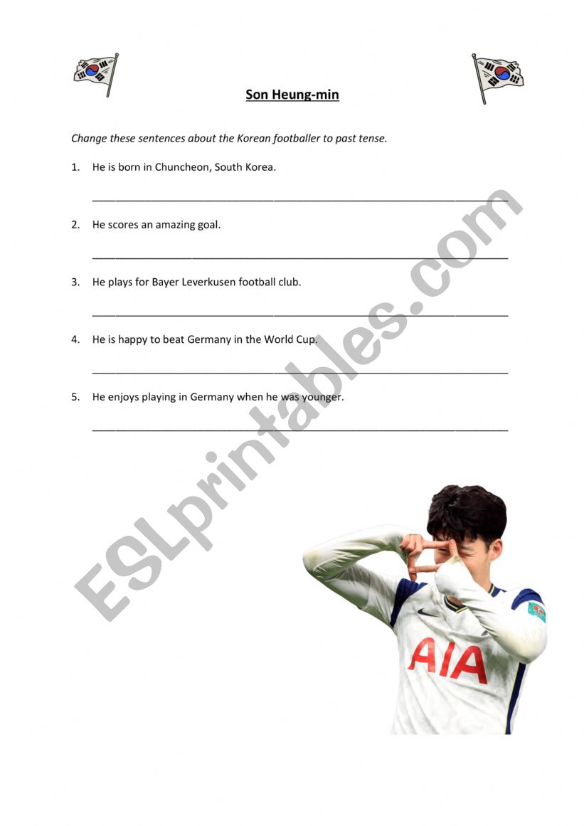 Son Heung-min Past Simple worksheet