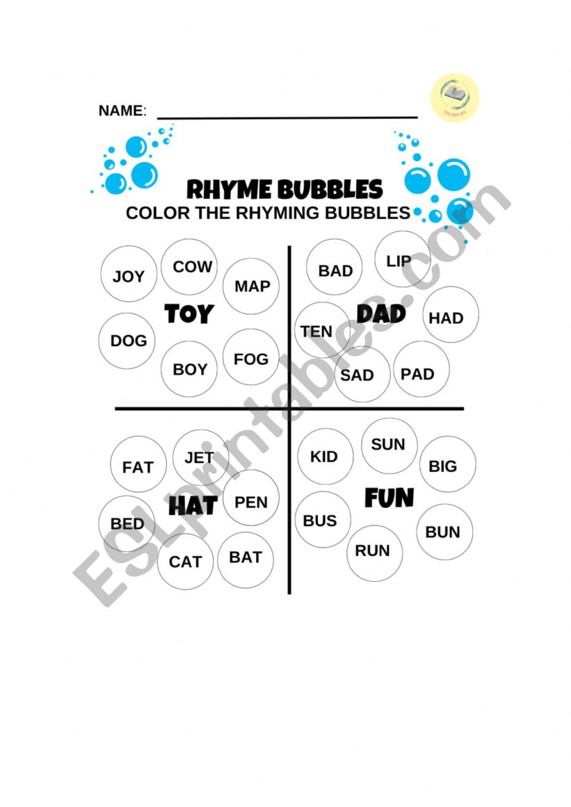 Rhyme activity worksheet
