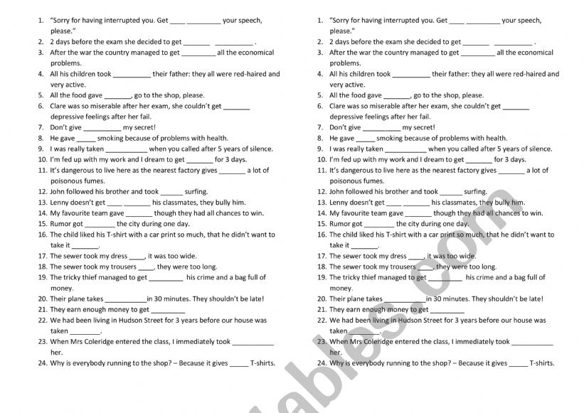 Phrasal verbs with TAKE GET GIVE