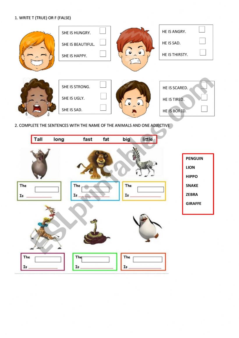 ADJECTIVES worksheet