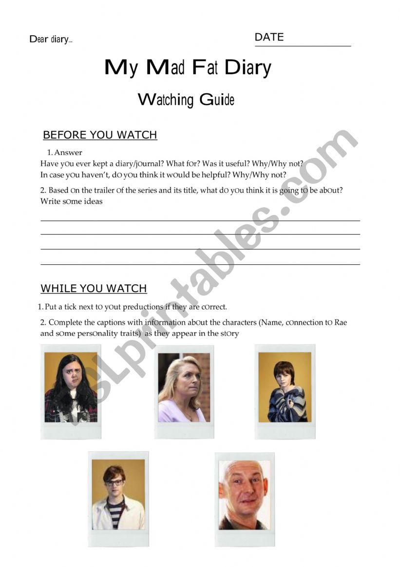 My mad fat diary worksheet