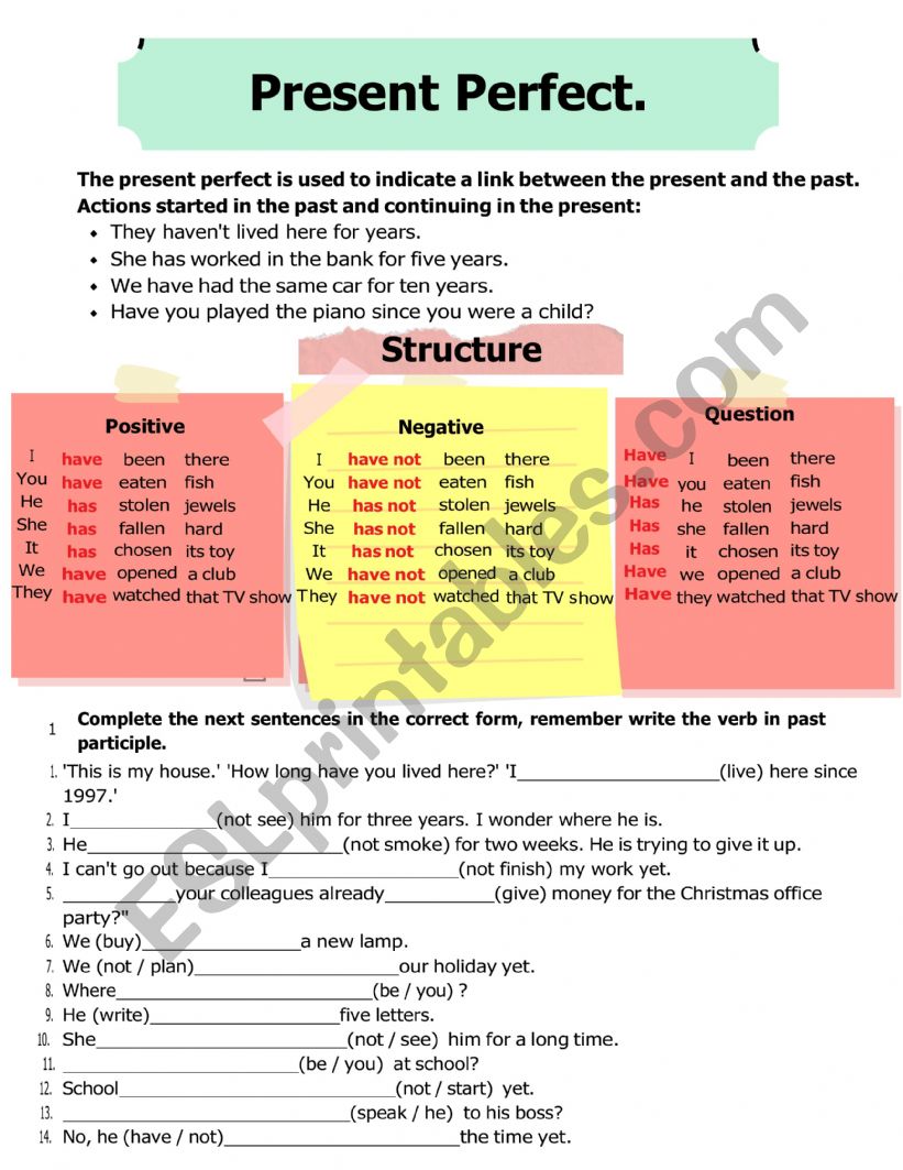 Present Perfect worksheet
