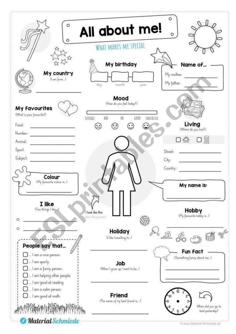 All about me worksheet