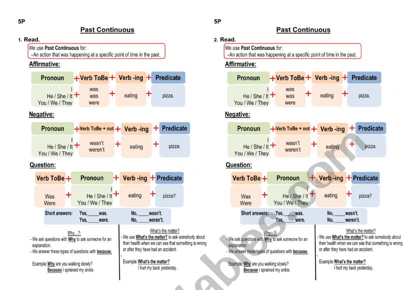 Past continuous worksheet