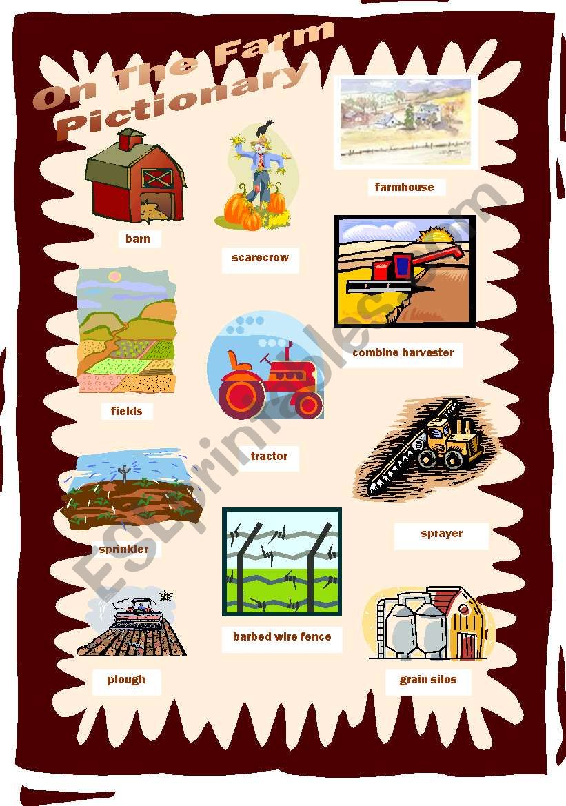 On The Farm Pictionary worksheet