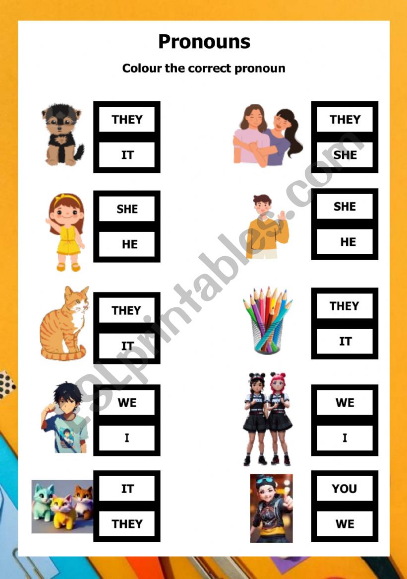 Pronouns worksheet