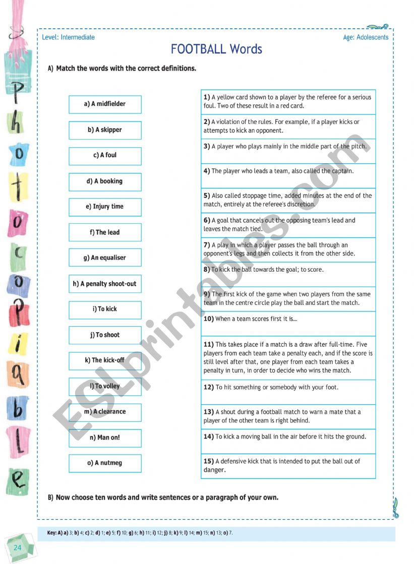 Footbal WOrds worksheet