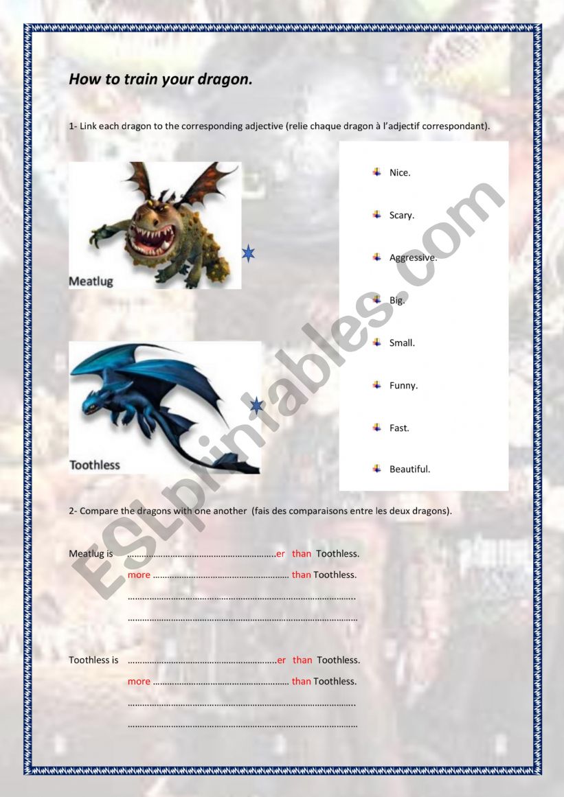 Comparatives from the film 