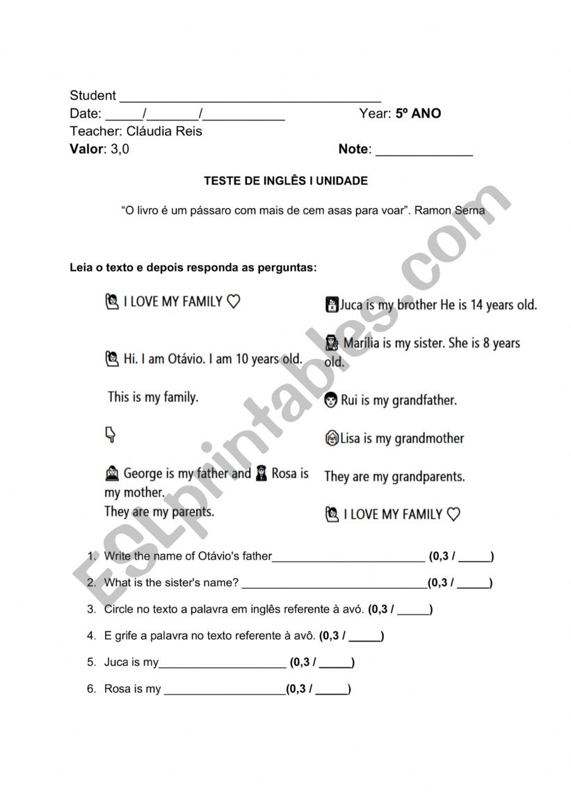 5TH GRADE EXAM worksheet