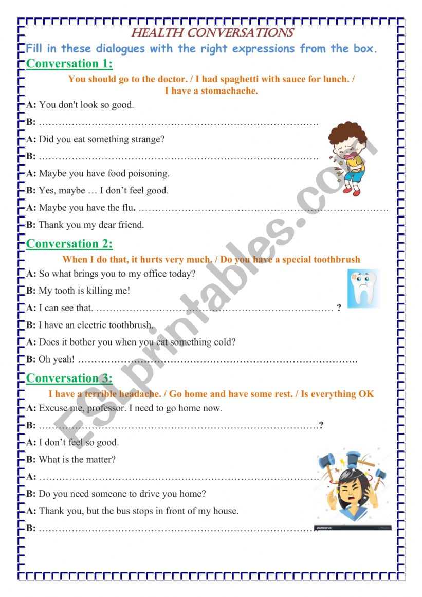 health conversations worksheet