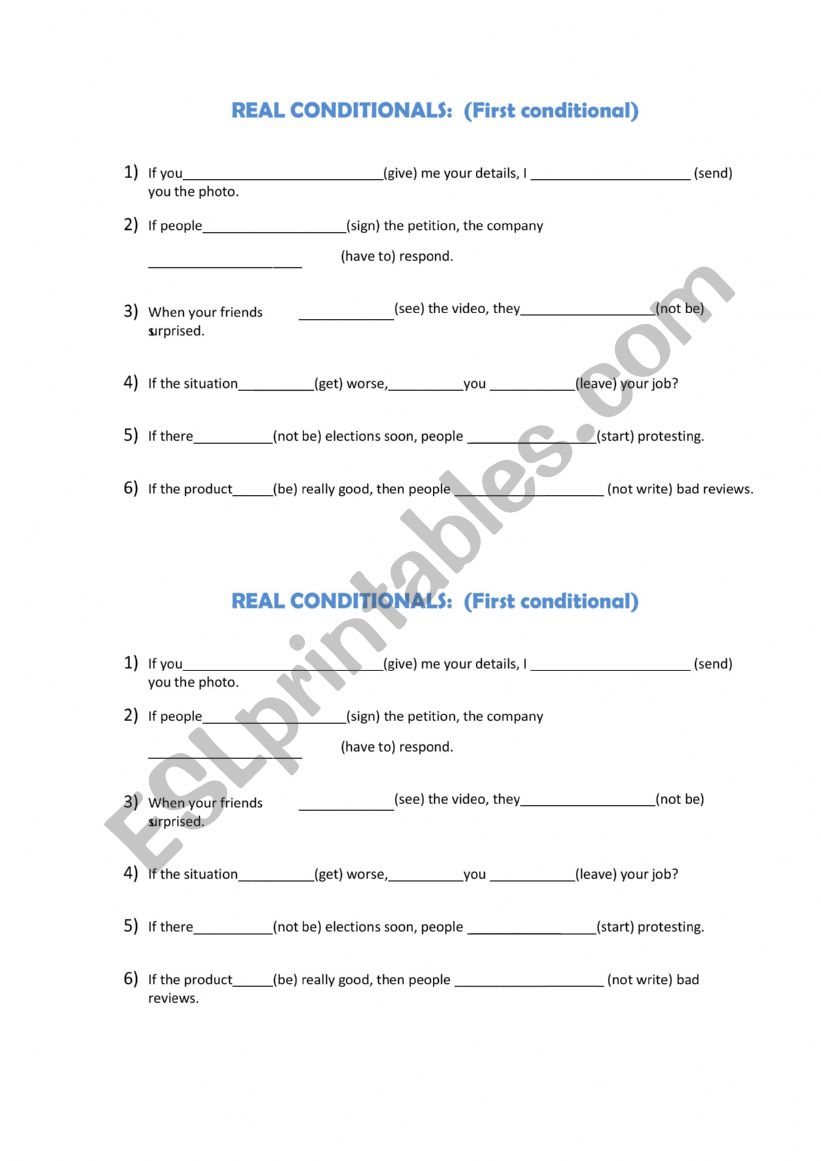 Conditionals worksheet