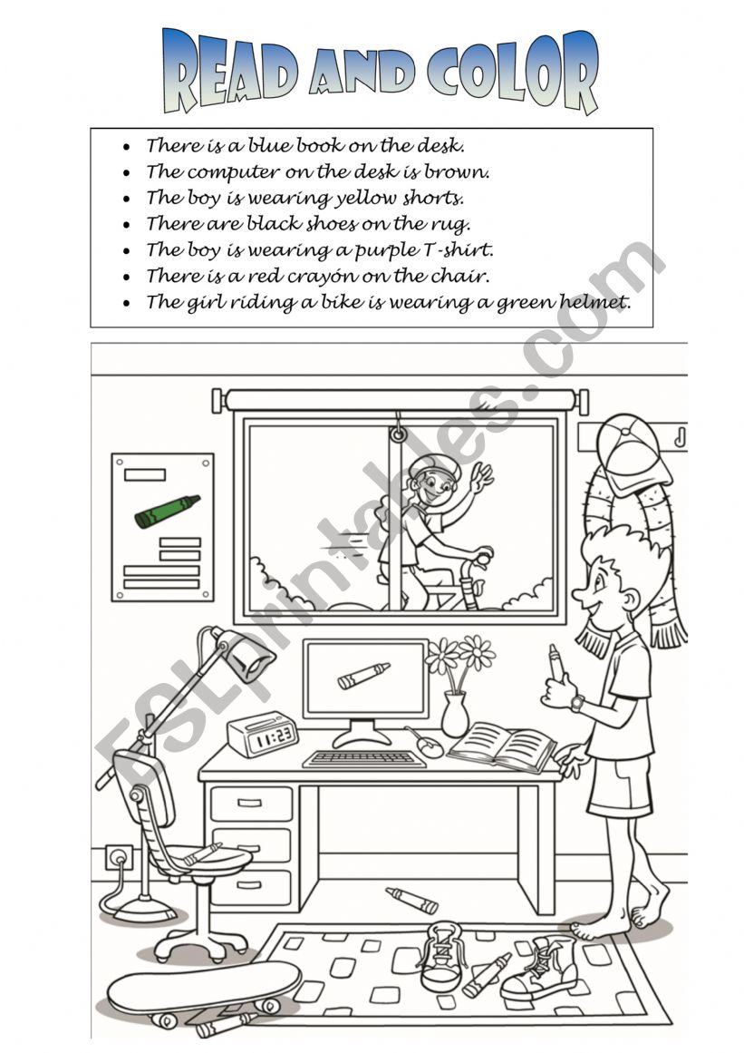 Reading and colors worksheet