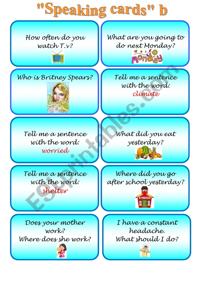 Speaking Cards worksheet